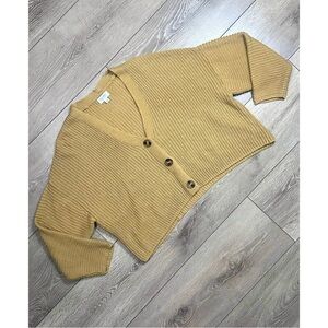 True Craft Gold Saffron Knit Button Up Cardigan